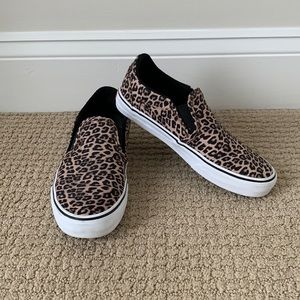 Vans Black & Tan Cheetah Print Slip On Sneakers